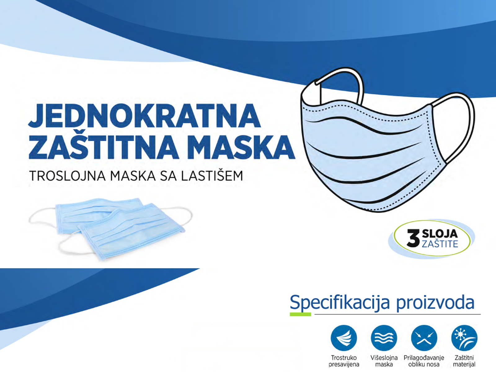 Jednokratne troslojne maske Jednokratne troslojne maske