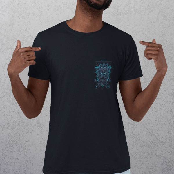 custom printed t-shirt with print on left chest