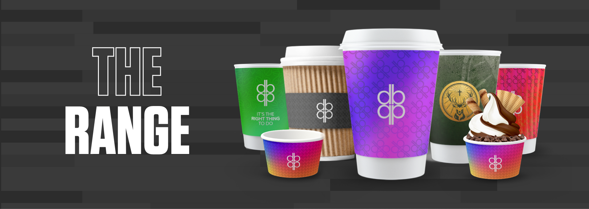a range of branded paper cups