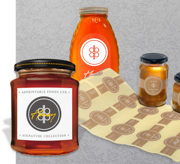 Plastic free labels applied to bottles