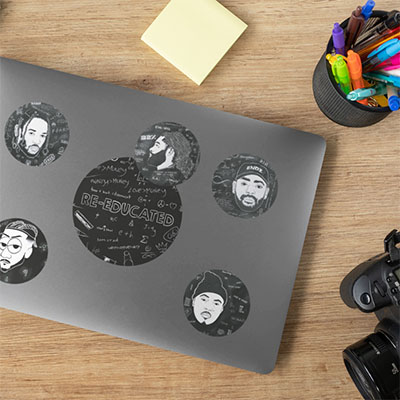 businesses custom round stickers on laptop