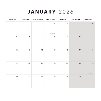 210x210mm Square Calendar
