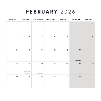 210x210mm Square Calendar