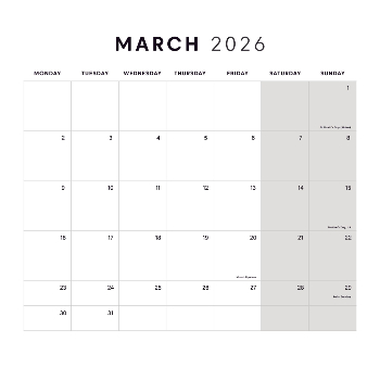 210x210mm Square Calendar