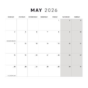 210x210mm Square Calendar