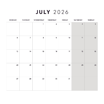 210x210mm Square Calendar