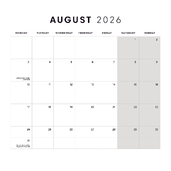 210x210mm Square Calendar