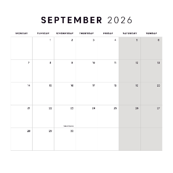 210x210mm Square Calendar
