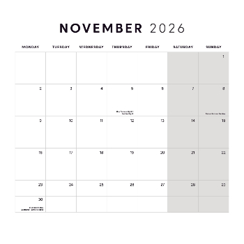 210x210mm Square Calendar