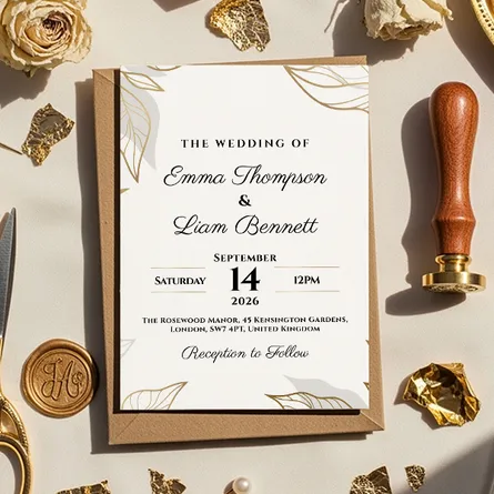 Gold Leaves Wedding Invitations