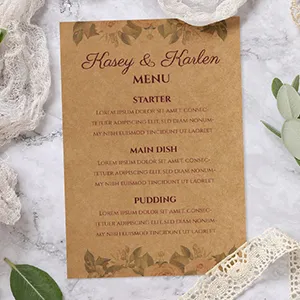 Personalised Kraft Wedding Menu