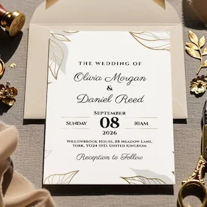Gold Leaves Wedding Invitations