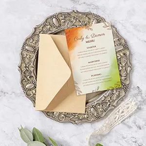 Personalised Cosy Autumn Wedding Menu Printing
