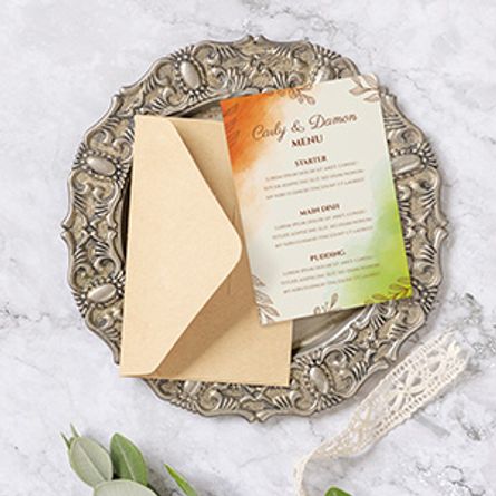 Personalised Cosy Autumn Wedding Menu Printing