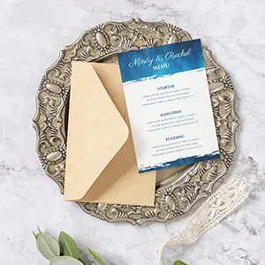 Marine Blue Wedding Menu