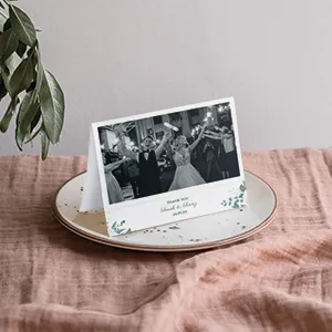 White and Green Floral Wedding Thank You cards