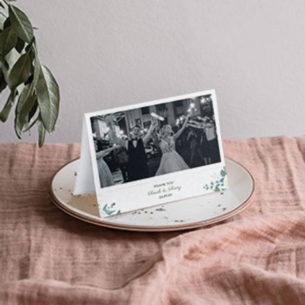 White and Green Floral Wedding Thank You cards