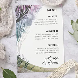 Enchanted Forest wedding menu