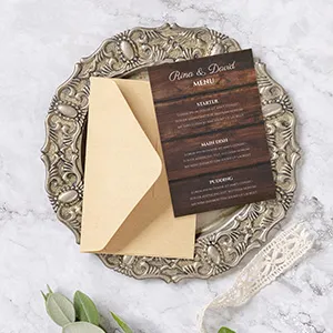 Personalised Rustic Wedding Menu Printing
