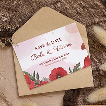 Bright Poppy Save The Date Card