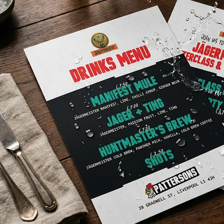 Waterproof Menu