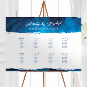 Marine Blue and White Wedding Table Plan