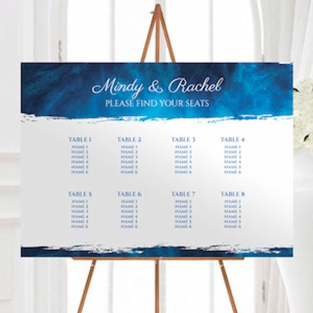 Marine Blue and White Wedding Table Plan