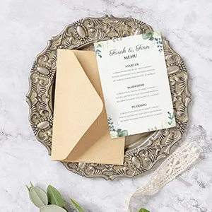 Fresh White and Green Floral wedding menu