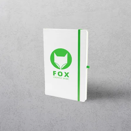 A5 White/Green Notebook with Strap