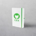 A5 White/Green Notebook with Strap
