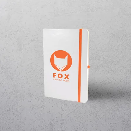A5 White/Orange Notebook with Strap