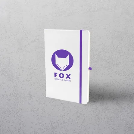 A5 White/Purple Notebook with Strap