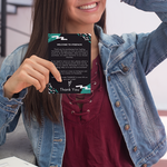 a6 custom leaflet held in right hand