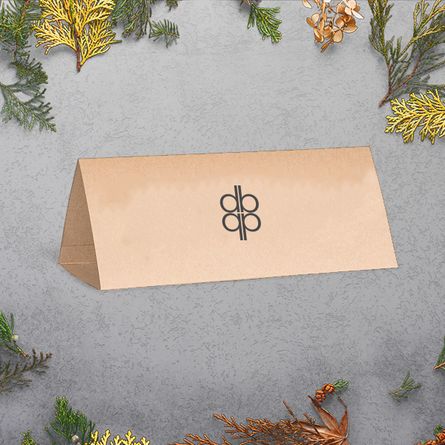 Brown Kraft Tent Cards Folded Laminated Leaflets