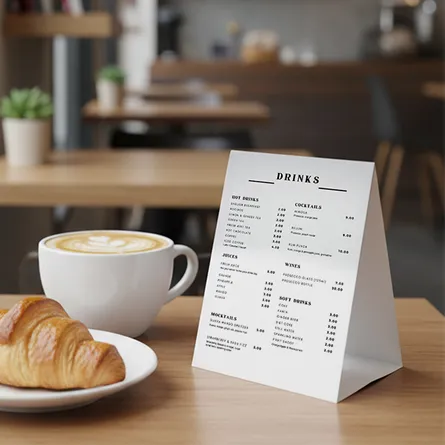 Drinks Menu Cafe Tent Card