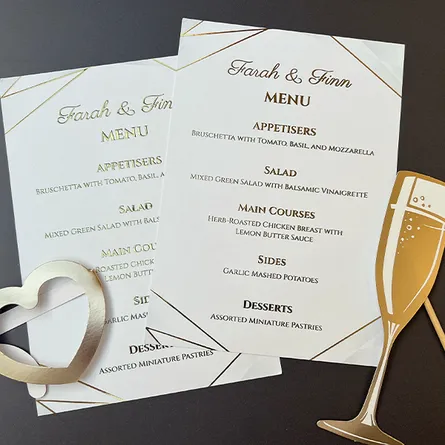 Foiled Wedding Menu