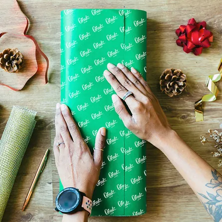 Green printed Wrapping Paper sheets