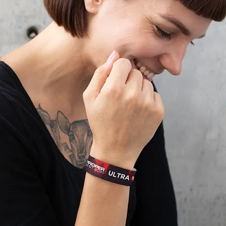 Smiley Women With Red Full Colour Wristband