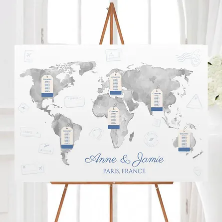 Around the world wedding table plan