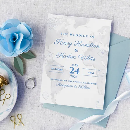 around the world wedding invitation