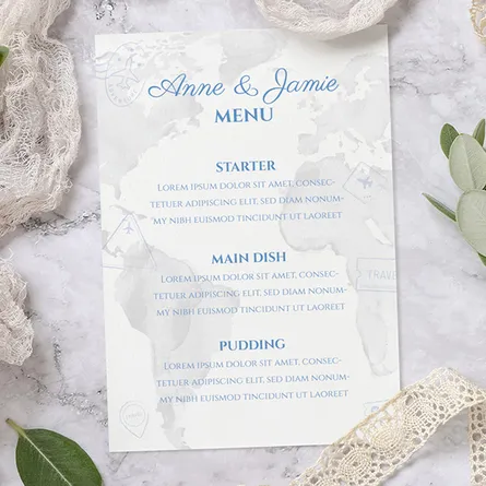 Around the world wedding menu