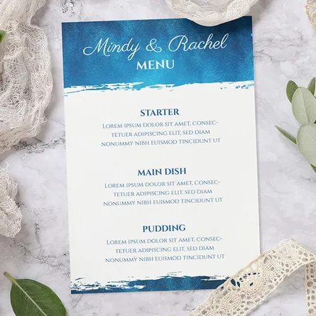 blue wedding menu