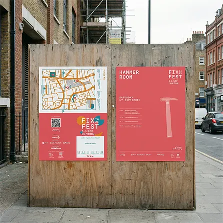 blueback festival poster on construction hoarding