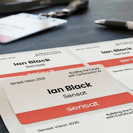 branded custom name tag stickers on a sheet