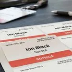 branded custom name tag stickers on a sheet