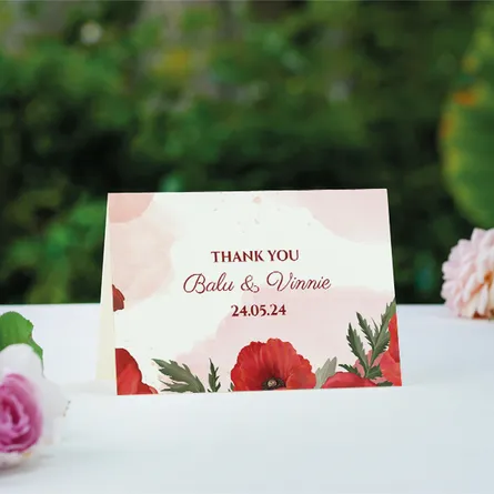 bright poppy thank you card