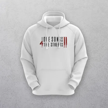 White Hoodie Printed Centre