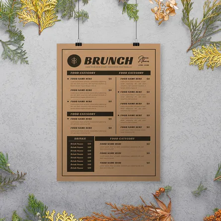 Custom Kraft Poster Menu
