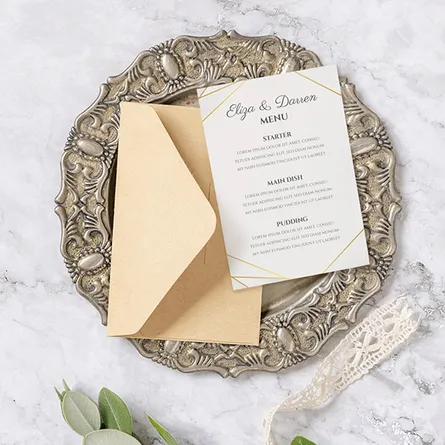 Elegant wedding menu