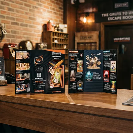 escape room tri fold leaflet